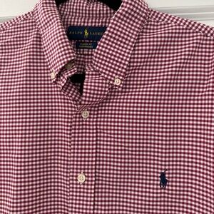 Ralph Lauren Men's Burgundy Checkered Shirt